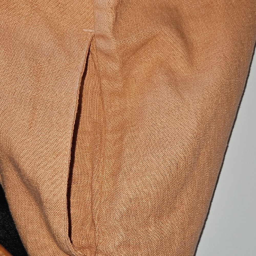 Womens Linen Orange Capri Flared Pants - Picture 8 of 8